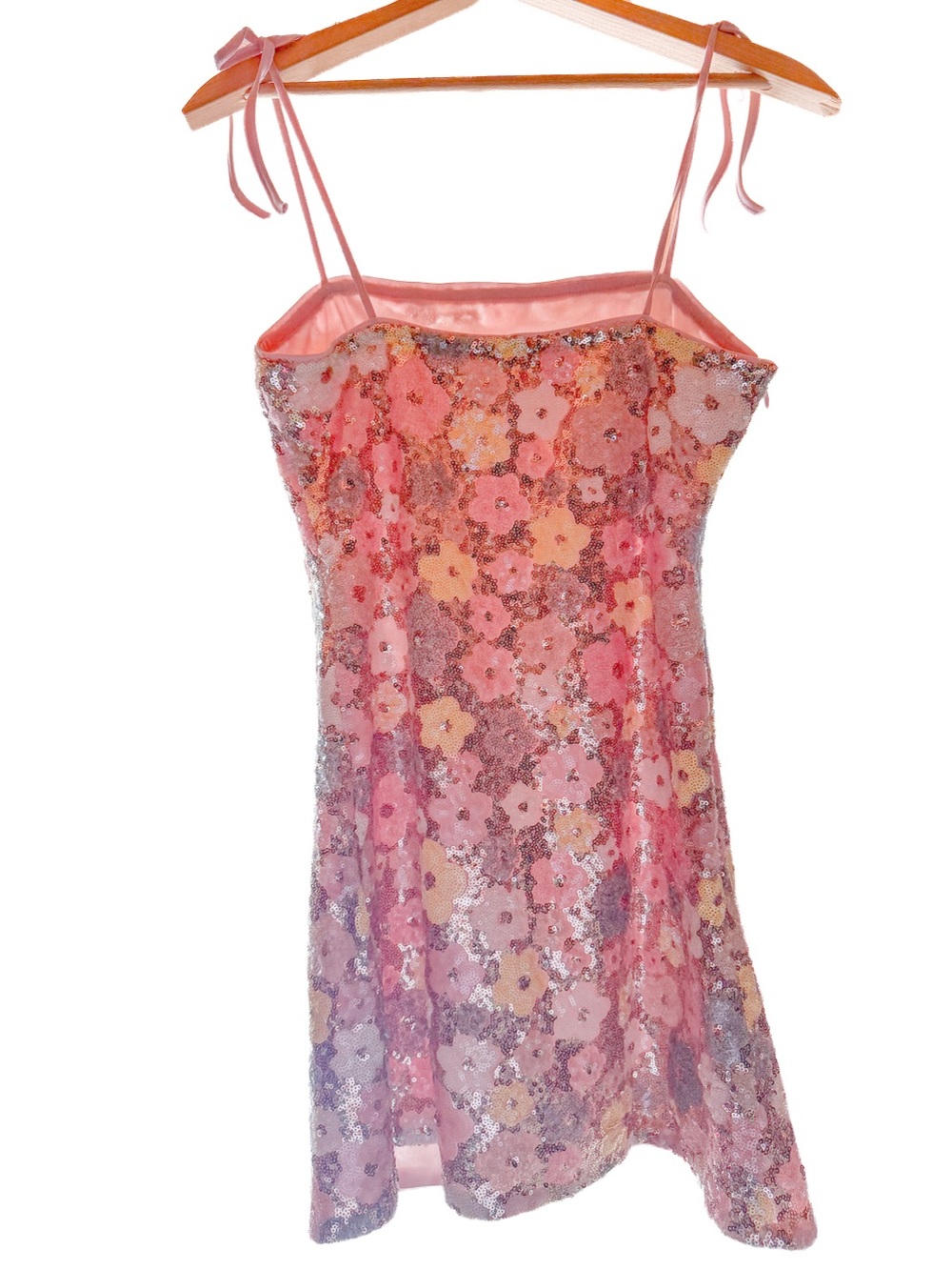 HP! 🥳 Cider Pink Sequin Floral Daisy Mini Dress Small Womens Party Cocktail EUC - Picture 3 of 10